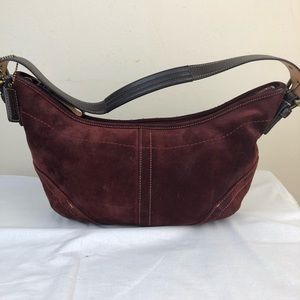 COACH burgundy suede shoulder bag